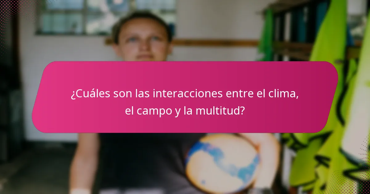 ¿Cuáles son las interacciones entre el clima, el campo y la multitud?