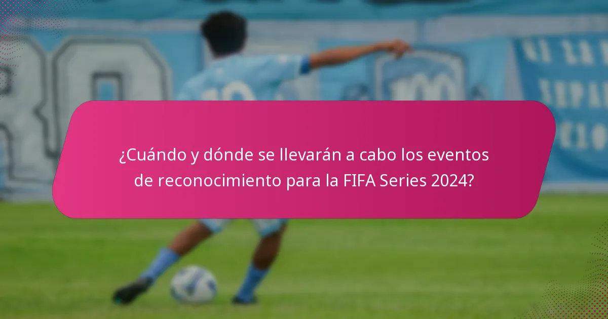 ¿Cuándo y dónde se llevarán a cabo los eventos de reconocimiento para la FIFA Series 2024?