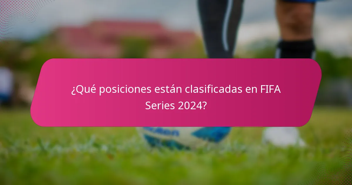 ¿Qué posiciones están clasificadas en FIFA Series 2024?